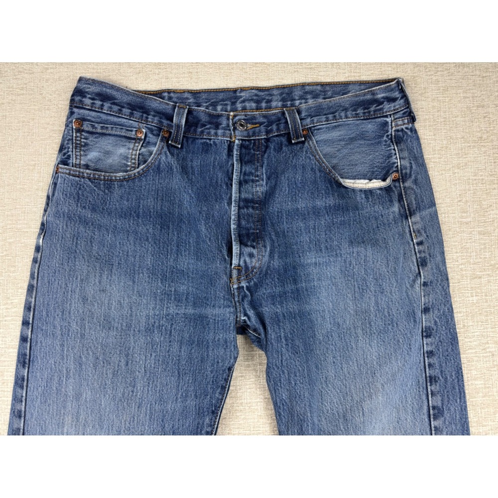 Vintage Levis‎ 501 Mens 38x34 Jeans Grungy Grain Light Washed denim Faded Pants - Picture 2 of 12